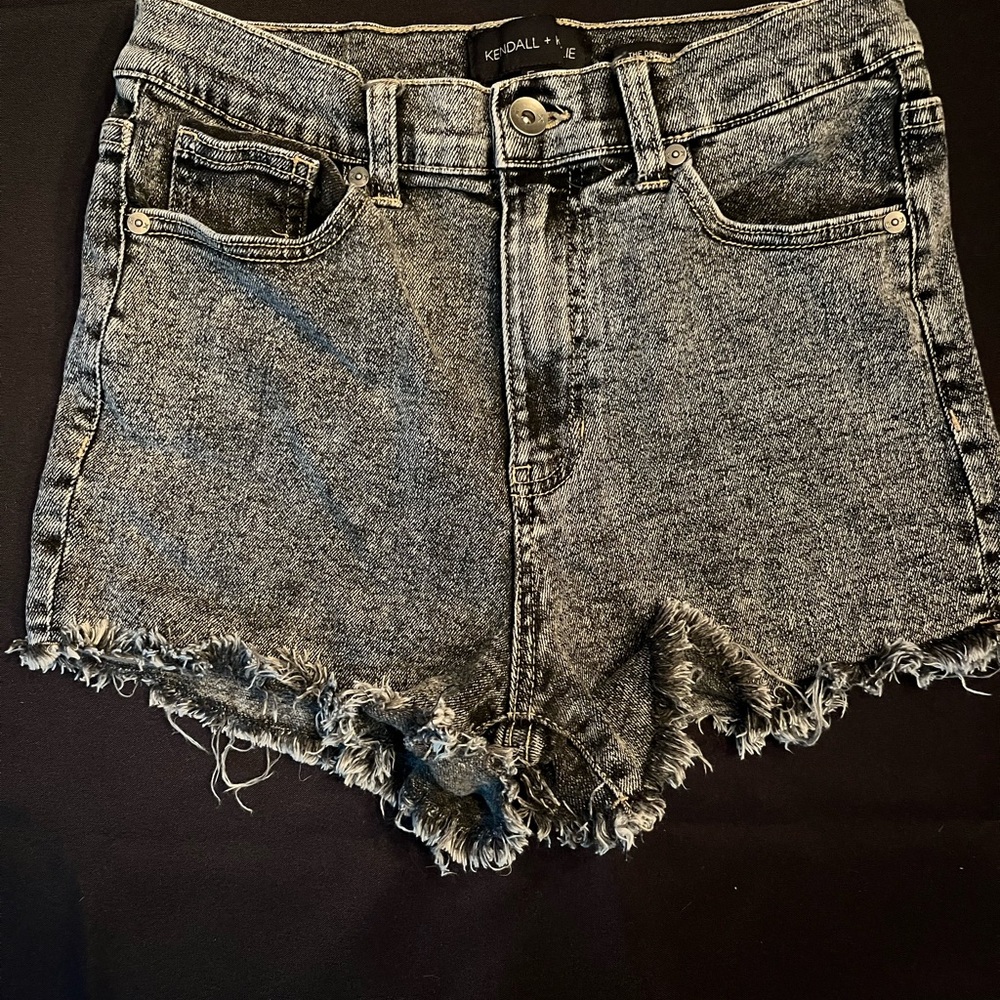 Kendall & Kylie Gray Frayed Jean Shorts